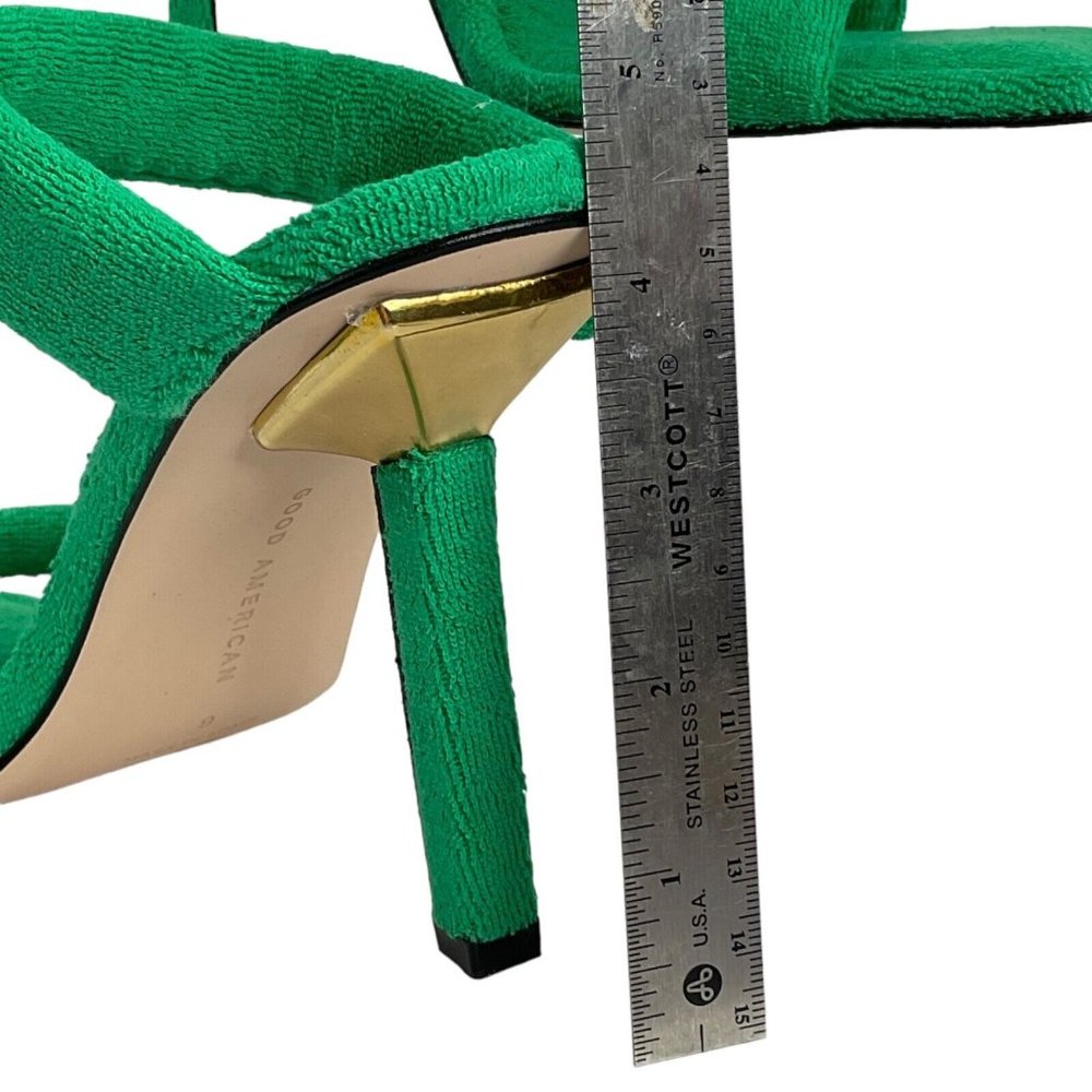 Good American Shoes Womens Size 9 Green Terry Cloth Heels Stilleto $260 Nwb - Picture 8 of 12